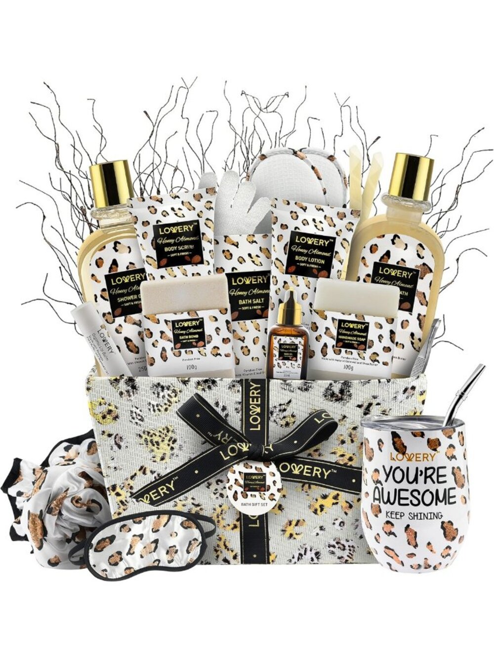Indulge in a Luxury Spa Gift Basket - Honey Almond Bath Essentials, Oils & More